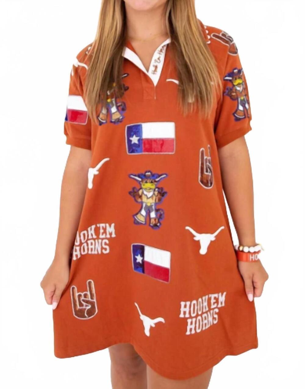 NEW BRIANNA CANNON texas longhorns bling dress in burnt orange